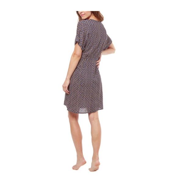 Profile by Gottex Let It Be Wrap Dress Womens L Orange Navy E24093158 V-neck SS - Picture 2 of 16